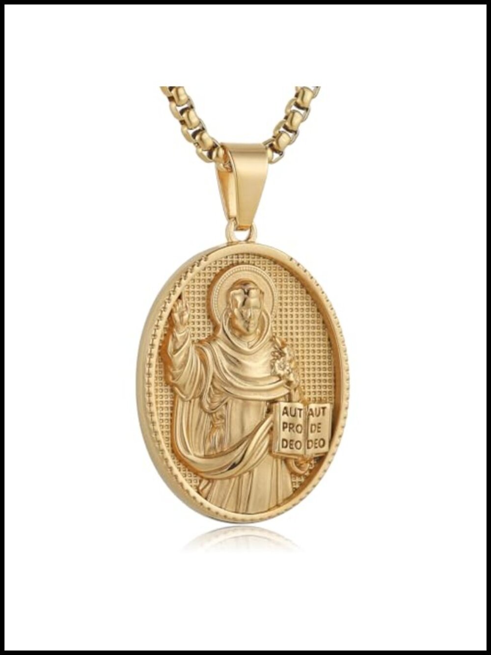 Stainless Steel Religious Medal Pendant Necklace Jesus St Christopher St